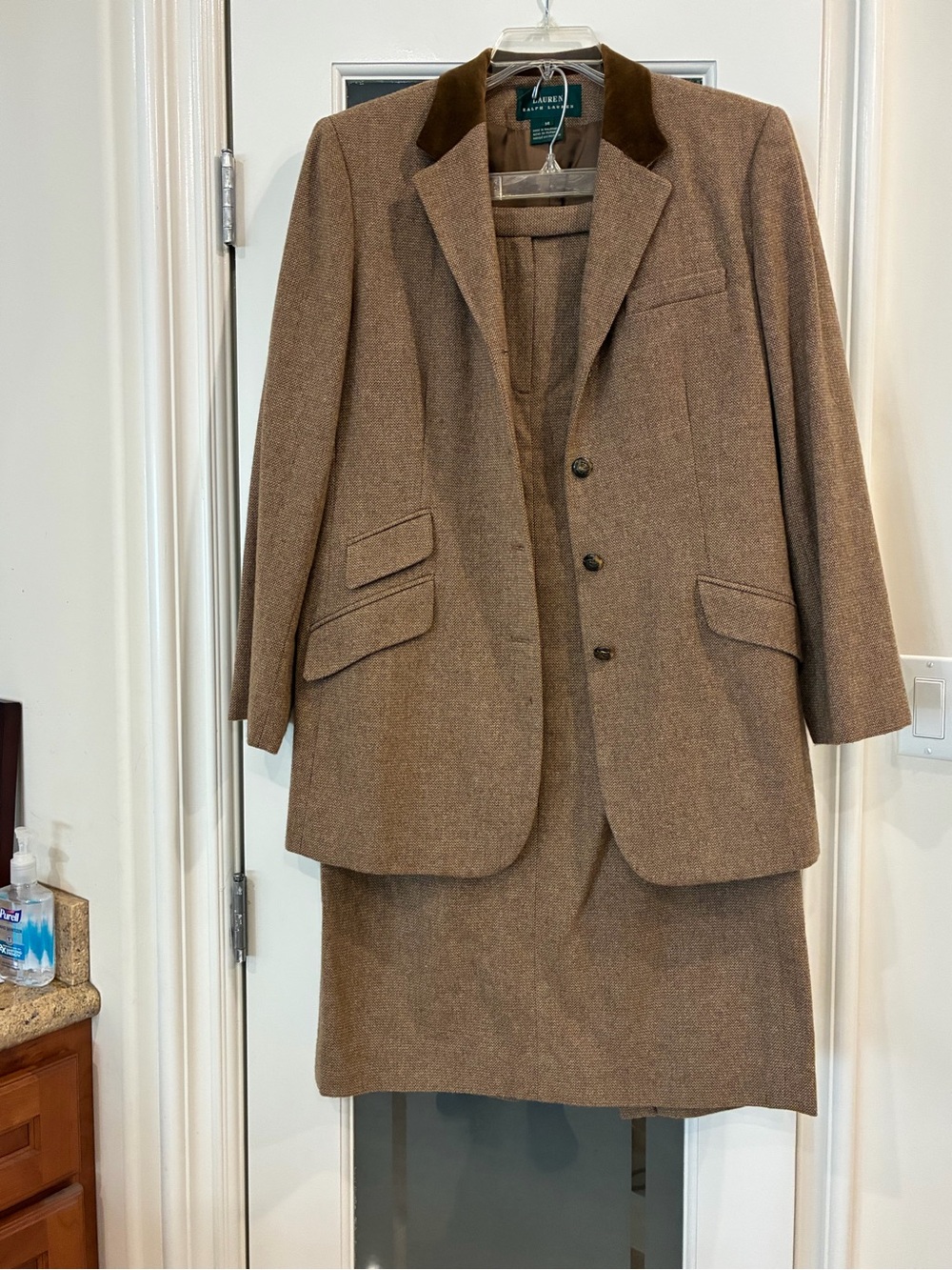 Ralph Lauren Brown Wool-Blend Tailored Blazer & Skirt Set
